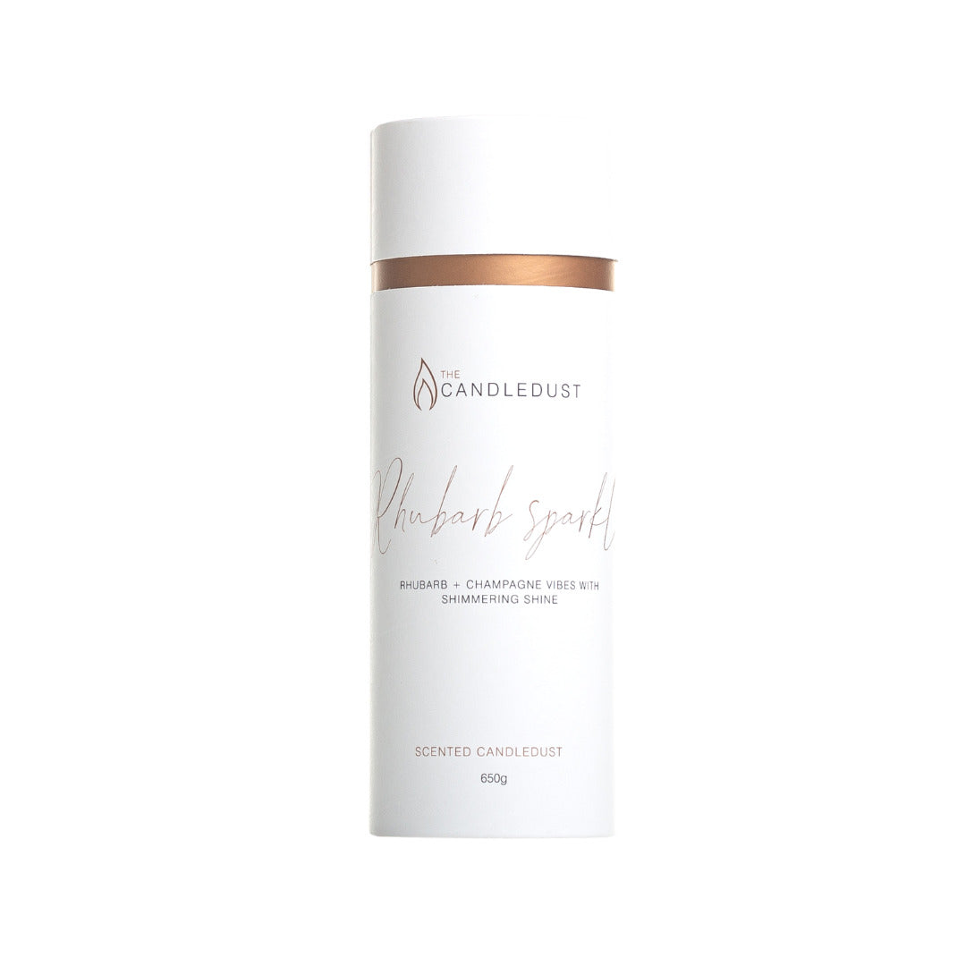 Miltelių pavidalo žvakė - Rabarbarų blizgučiai