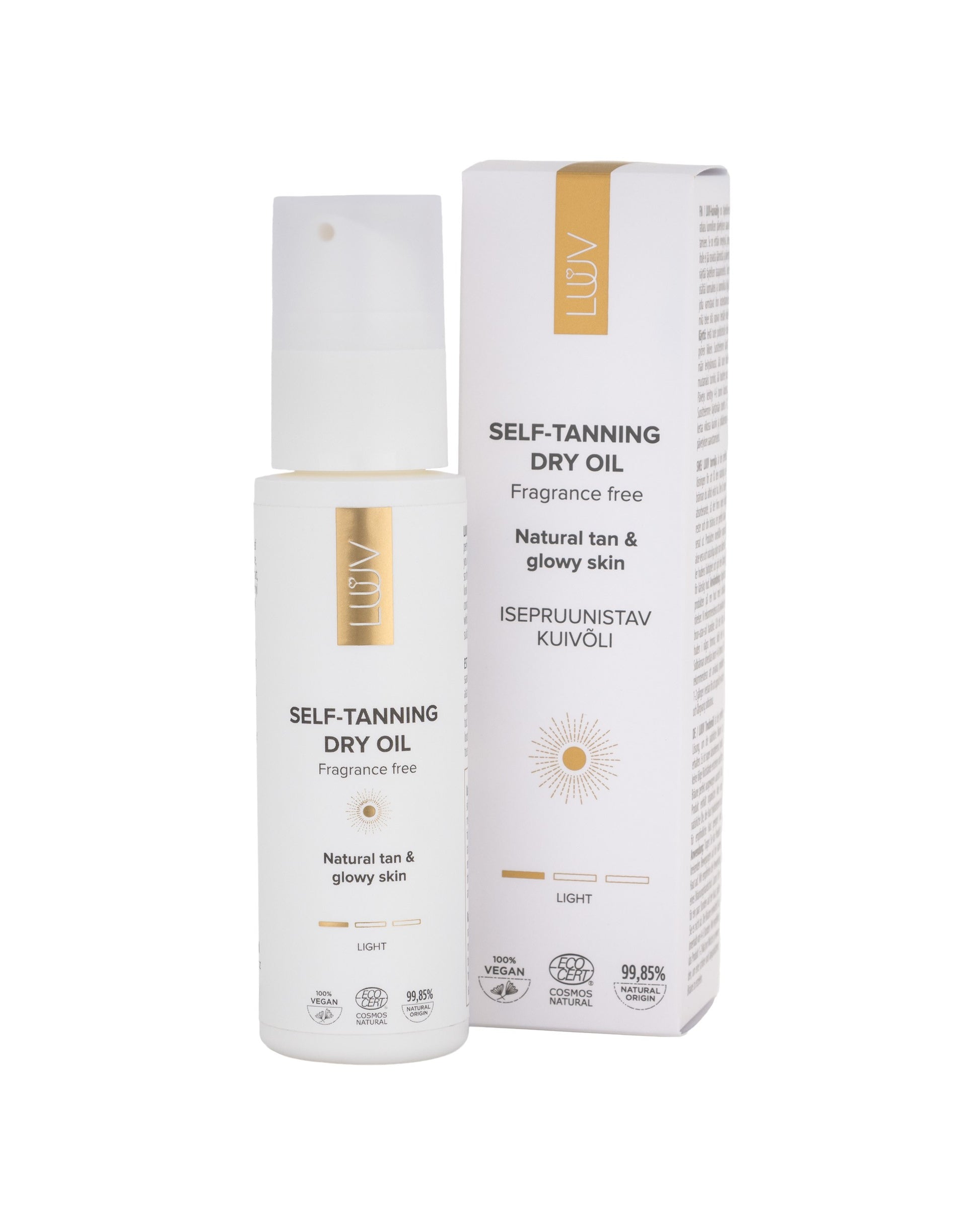 Natūralus savaiminio įdegio sausas aliejus lengvas COSMOS, 100ml