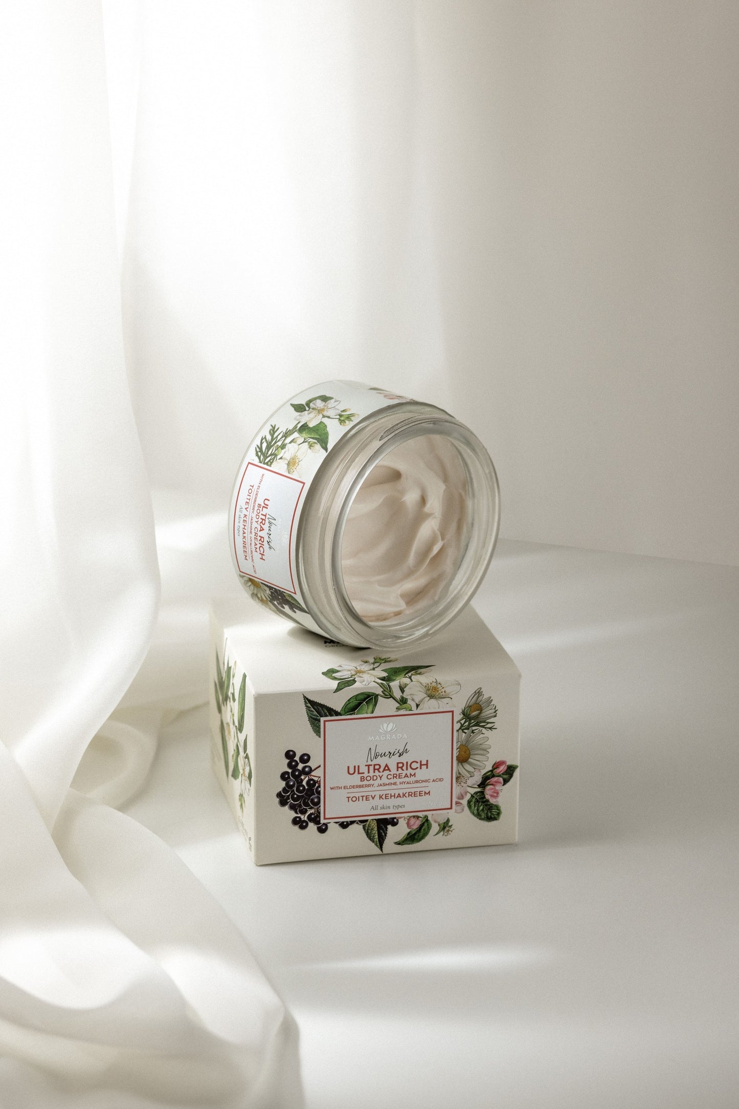 Nourishing Body Cream With Elderberry, Jasmine And Hyaluronic Acid, 200 ml